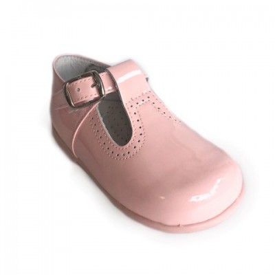 184-E Nens Pink Patent T-Bar Shoe